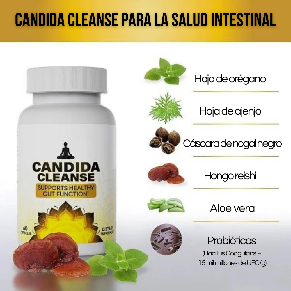 Candida Cleanse Natural – Detox intestinal y equilibrio íntimo | Para mujeres y hombres que buscan bienestar digestivo (60 cápsulas)